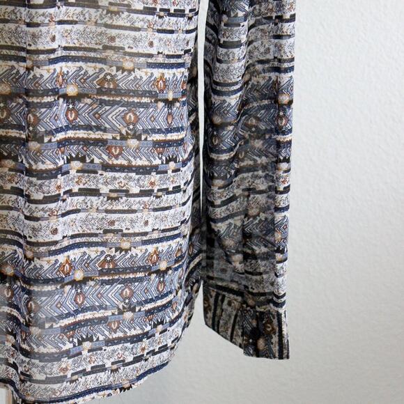 Dani Collection Colorful Patterned Blouse Top Size Medium Long/Short Sleeve - Picture 6 of 8